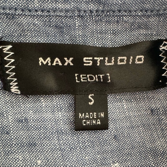 Max Studio Linen Blue Belted Button Down Shirt Dress Size Small - Picture 11 of 15